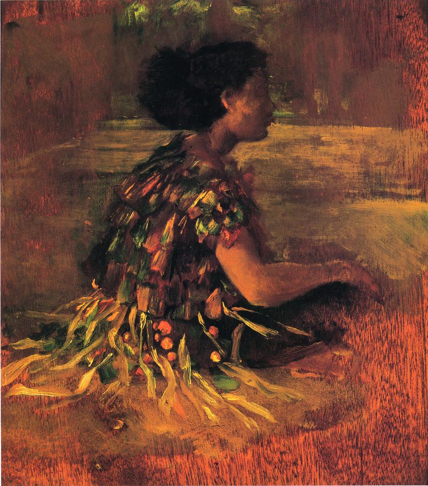 Girl in Grass Dress, vintage artwork by John La Farge, 12x8" (A4) Poster