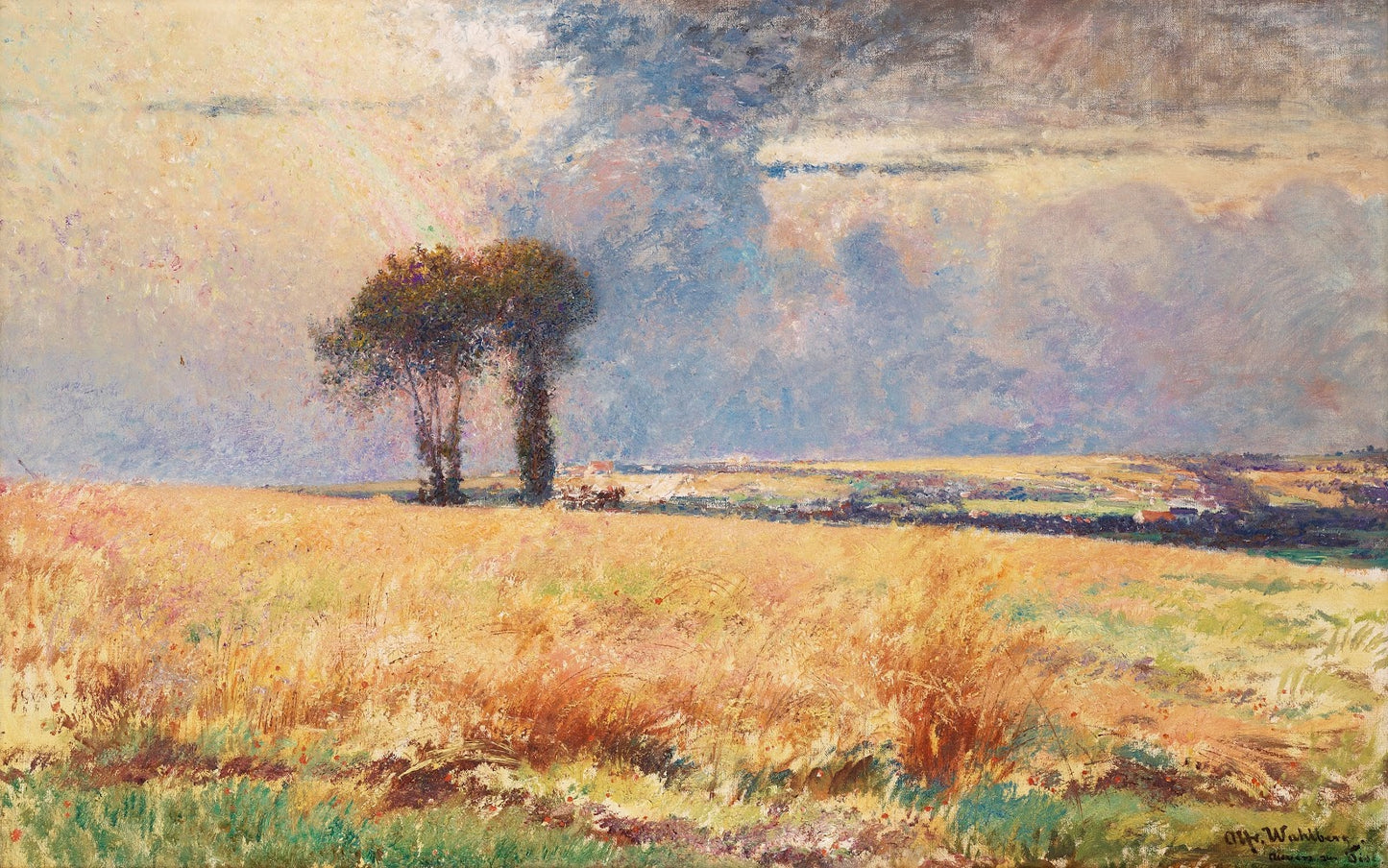Fields at Auvers, vintage artwork by Alfred Wahlberg, 12x8" (A4) Poster
