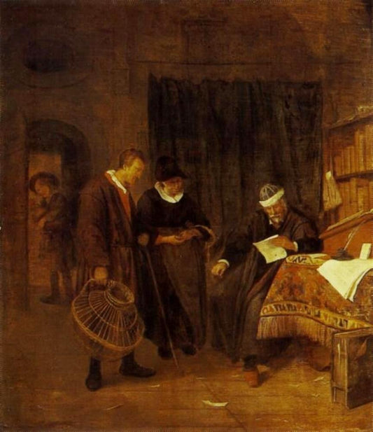 Couple and Jurist, vintage artwork by Jan Havicksz. Steen, 12x8" (A4) Poster