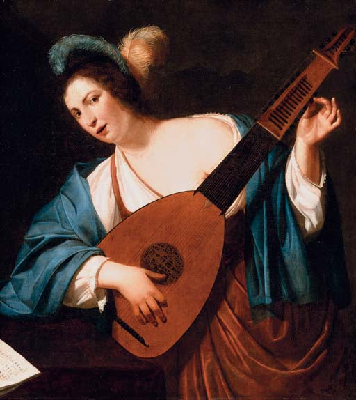 The lute player, vintage artwork by Lumen Portengen, 12x8" (A4) Poster