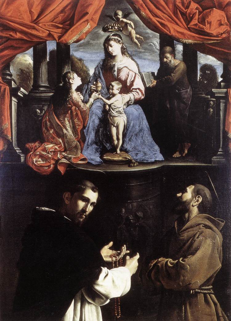 The Mystic Marriage of St Catherine of Alexandria, vintage artwork by Pietro Paolini, 12x8" (A4) Poster