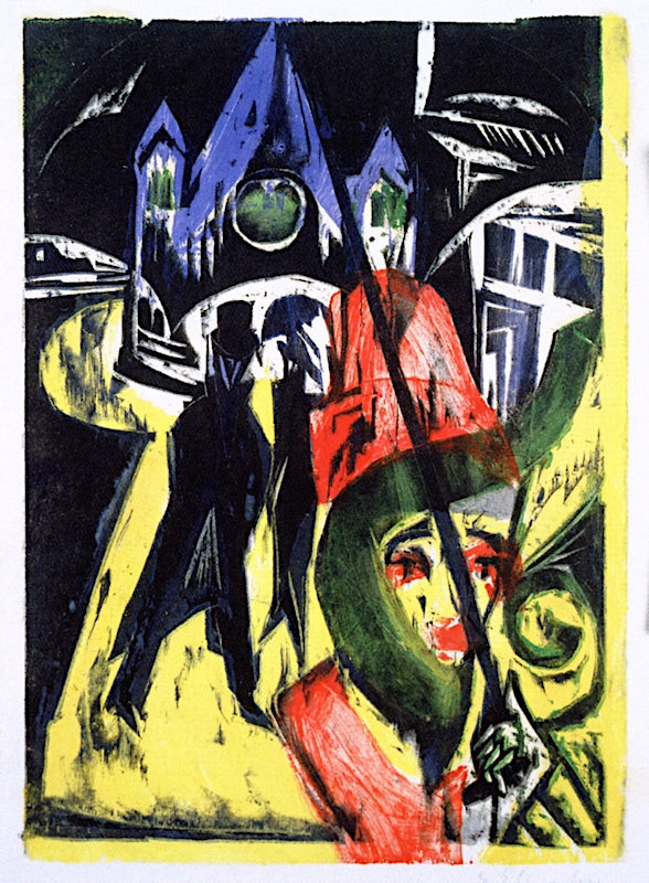 Cocotte on the Street by Ernst Ludwig Kirchner,16x12(A3) Poster