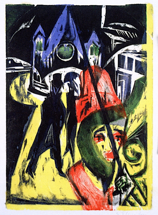 Cocotte on the Street by Ernst Ludwig Kirchner,16x12(A3) Poster