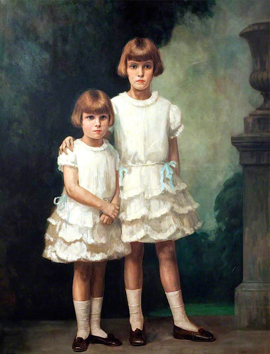 Diana Mary and June Ramsden, vintage artwork by Harry Dixon, 12x8" (A4) Poster