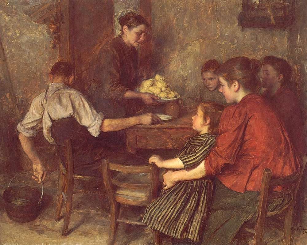 The Frugal Repast by emile Friant,A3(16x12")Poster