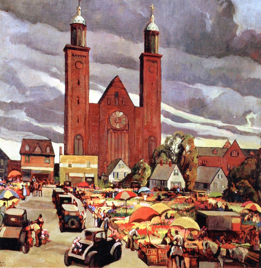 Broadway Market, Impending Storm, vintage artwork by Alexander O. Levy, 12x8" (A4) Poster
