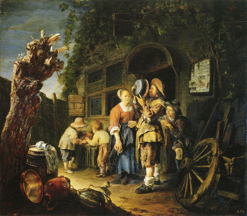 A Tinker, vintage artwork by Frans van Mieris the Elder, 12x8" (A4) Poster