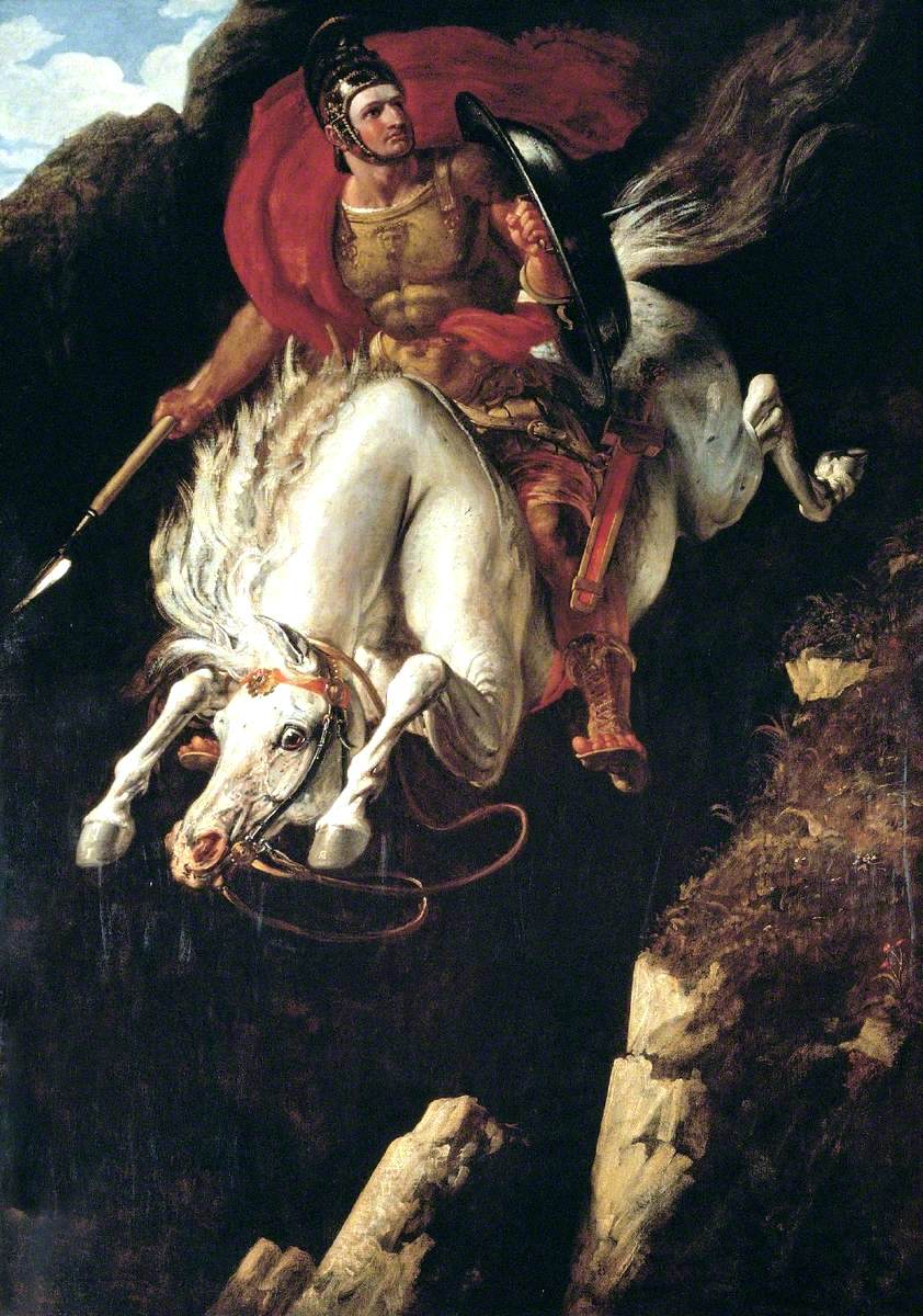 Curtius Leaping into the Gulf, vintage artwork by Benjamin Robert Haydon, 12x8" (A4) Poster