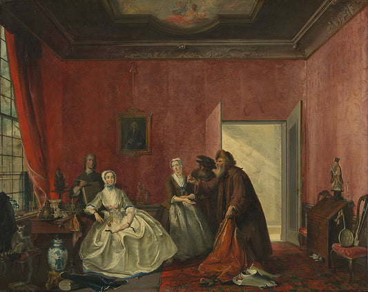 Joanna and the Polish Jewish Traders, vintage artwork by Cornelis Troost, 12x8" (A4) Poster