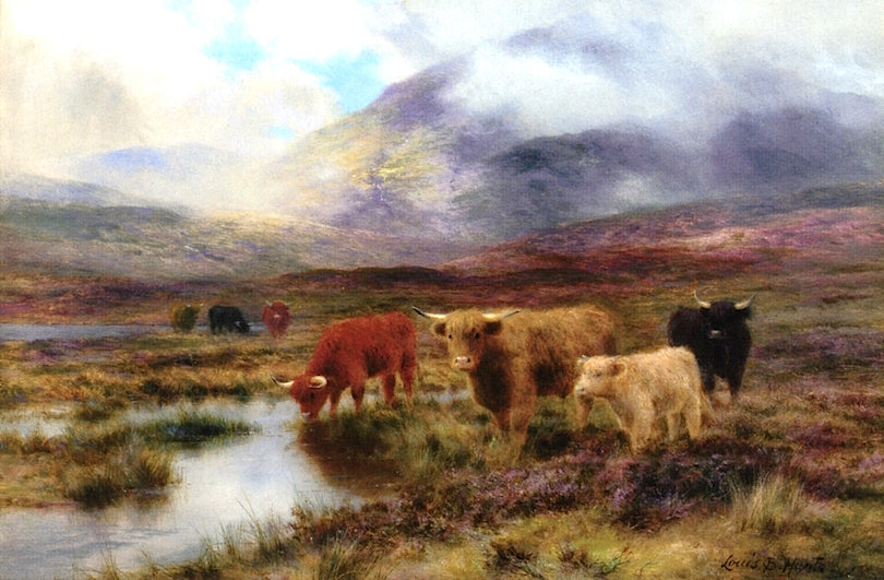 On a Scottish Moorland, vintage artwork by Louis Bosworth Hurt, 12x8" (A4) Poster