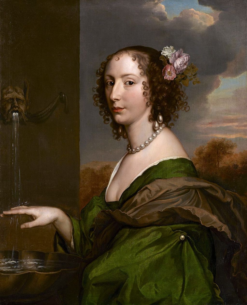 Portrait of Lucy Hay (ne Percy), Countess of Carlisle, vintage artwork by Adriaen Hanneman, 12x8" (A4) Poster