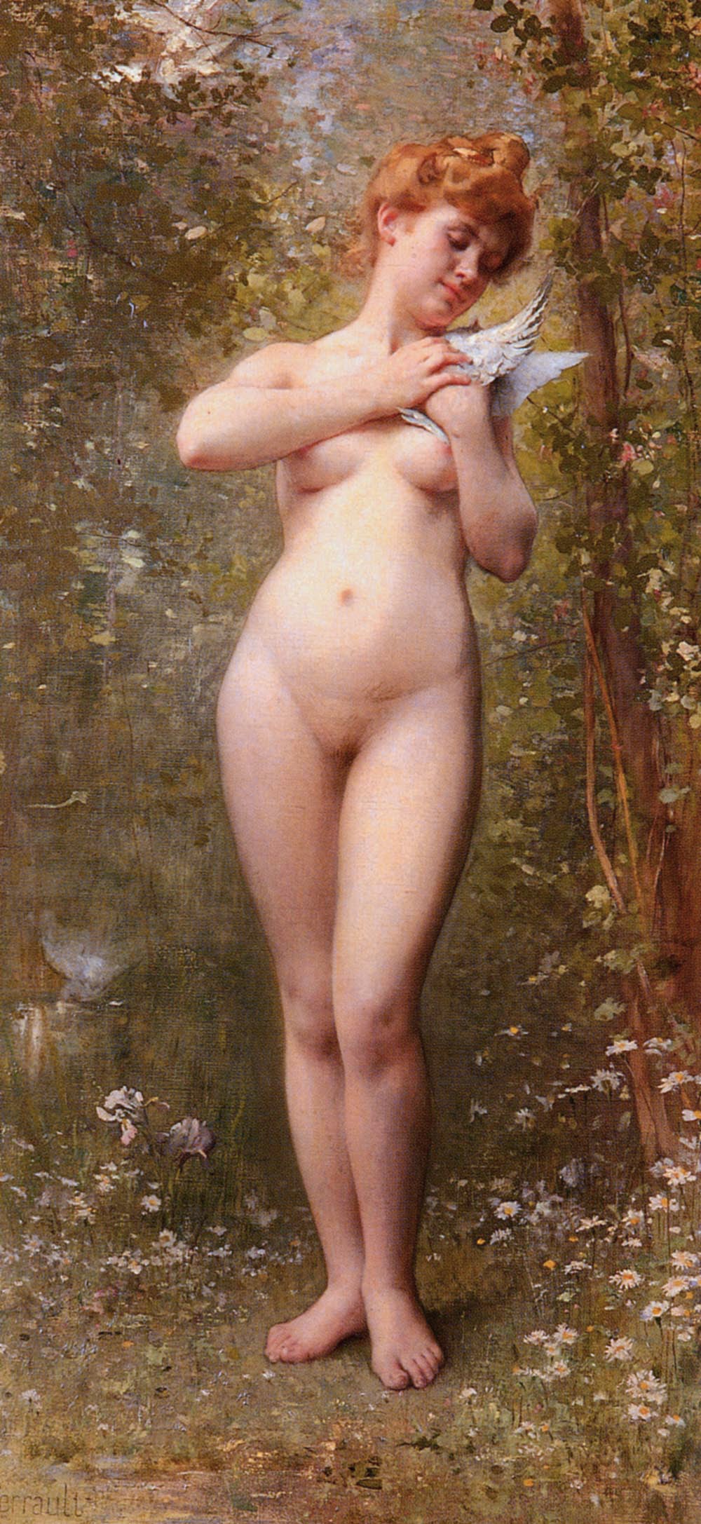 Venus With A Dove, vintage artwork by Leon-Jean-Basile Perrault, 12x8" (A4) Poster