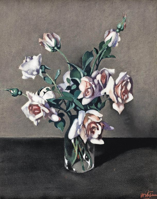 Pink Roses in a Vase by Willam Arnold Witsen,A3(16x12")Poster