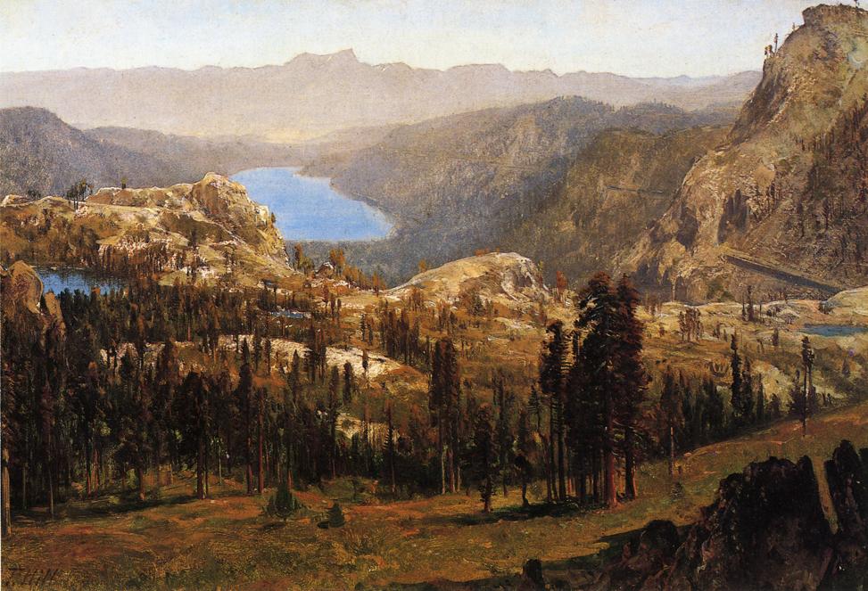 Donnner Lake, vintage artwork by Thomas Hill, 12x8" (A4) Poster