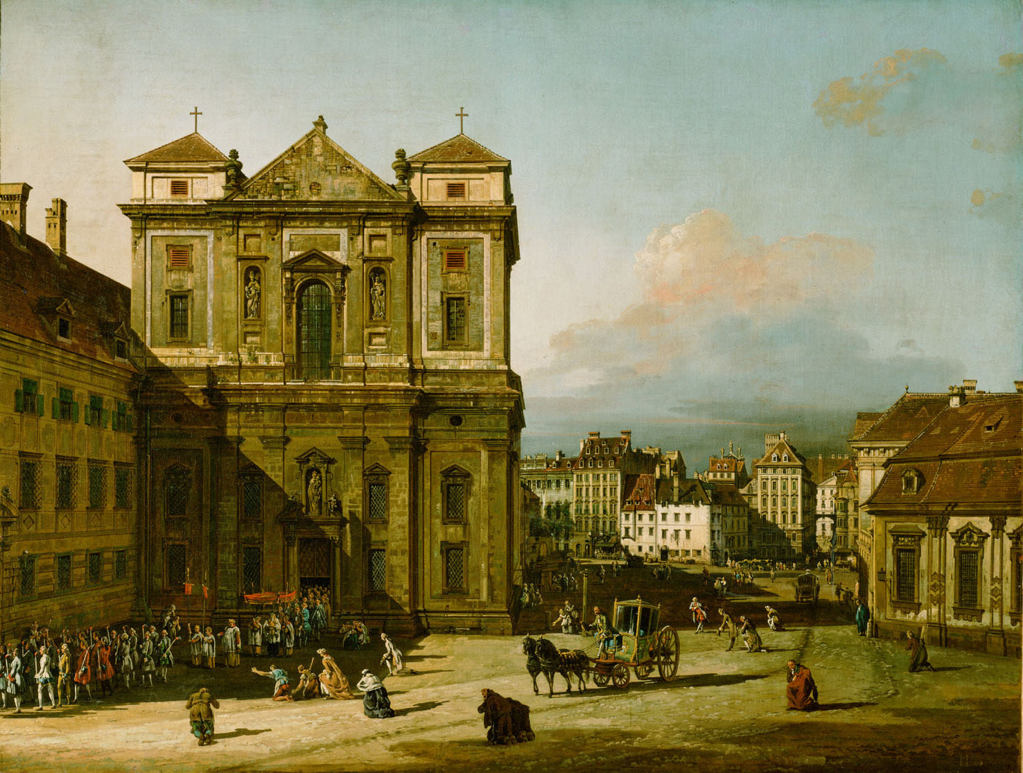 The Freyung in Vienna, View from the Northwest, vintage artwork by Bernardo Bellotto, 12x8" (A4) Poster