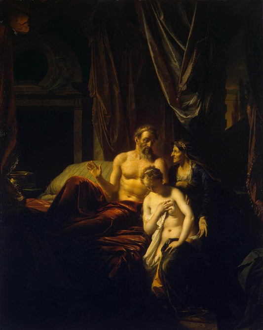 Sarah Bringing Hagar to Abraham, vintage artwork by Adriaen van der Werff, 12x8" (A4) Poster