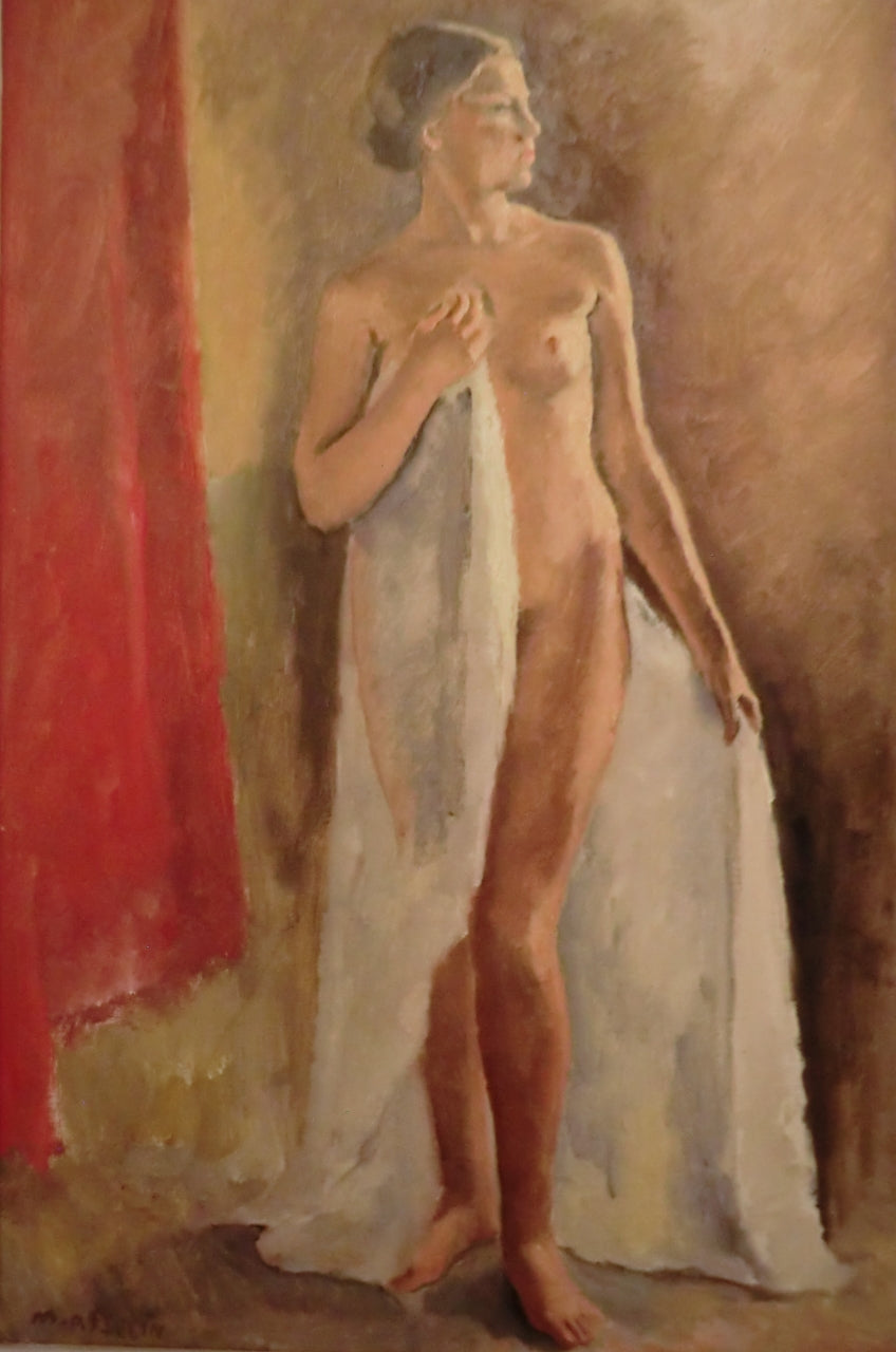 Standing Nude Female, vintage artwork by Maurice Asselin, 12x8" (A4) Poster
