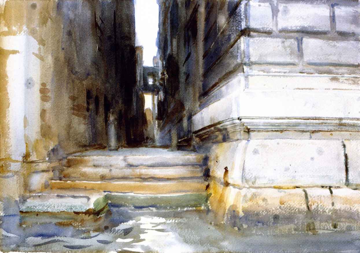 Base of a Palace, vintage artwork by John Singer Sargent, 12x8" (A4) Poster