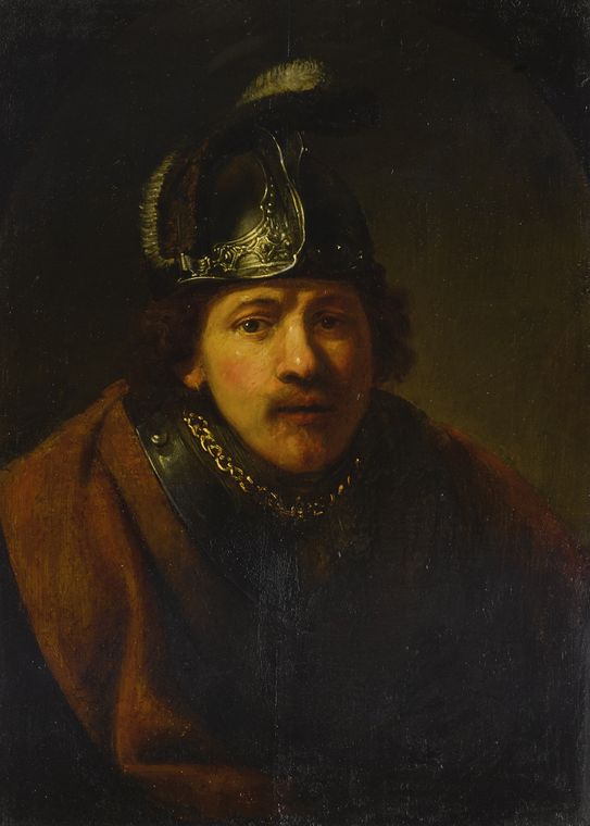 Portrait of a Man in Helmet, vintage artwork by Govaert Flinck, 12x8" (A4) Poster