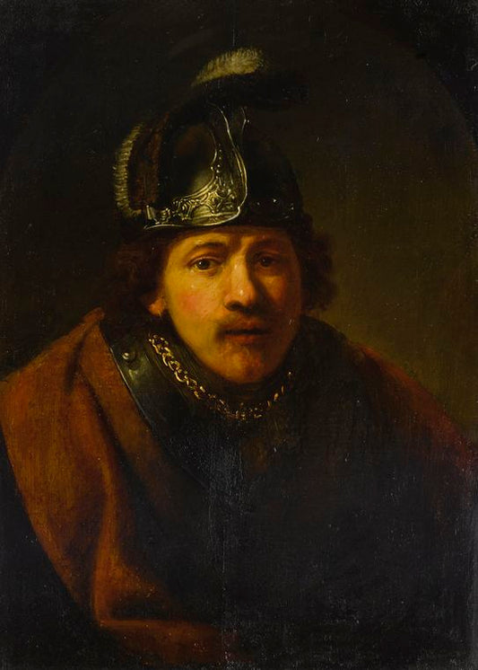 Portrait of a Man in Helmet, vintage artwork by Govaert Flinck, 12x8" (A4) Poster