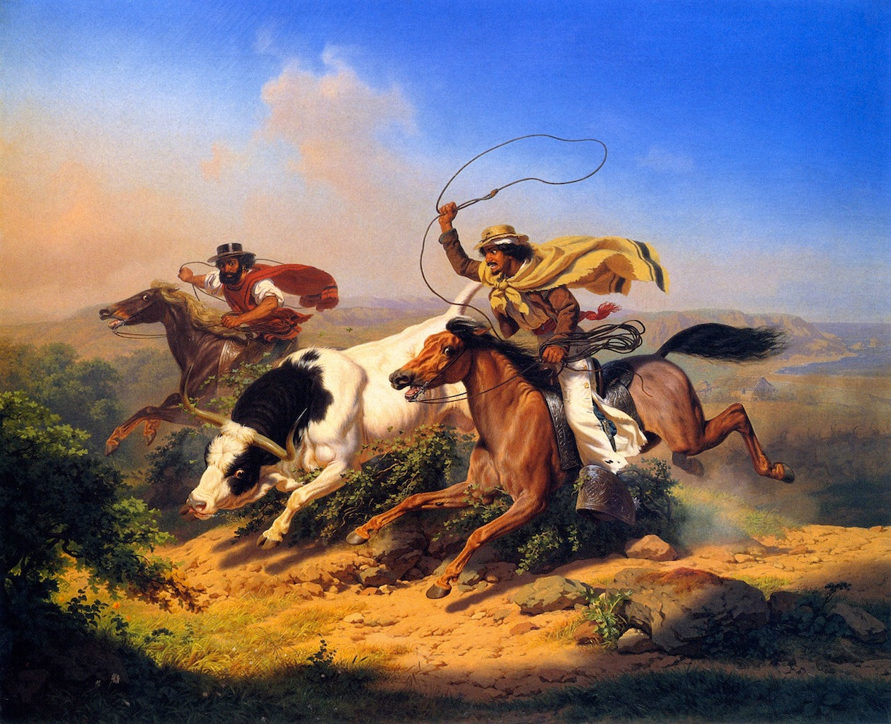 Vaqueros Roping a Steer, vintage artwork by Charles Christian Nahl, A3 (16x12") Poster Print