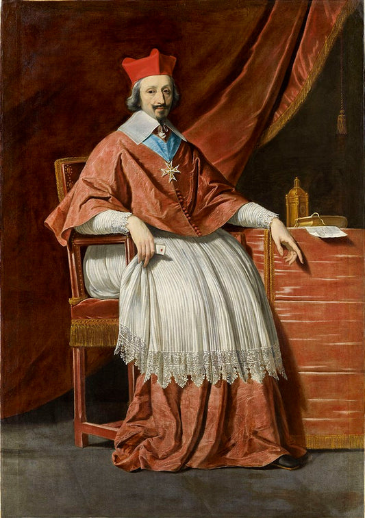 Portrait of Armand Jean du Plessis de Richelieu, vintage artwork by Philippe de Champaigne, 12x8" (A4) Poster