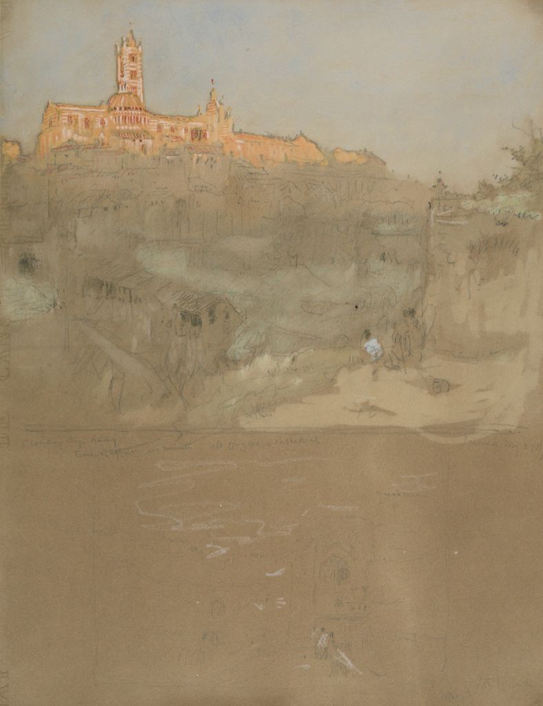 Sketch of Siena (unfinished), vintage artwork by Albert Goodwin, 12x8" (A4) Poster