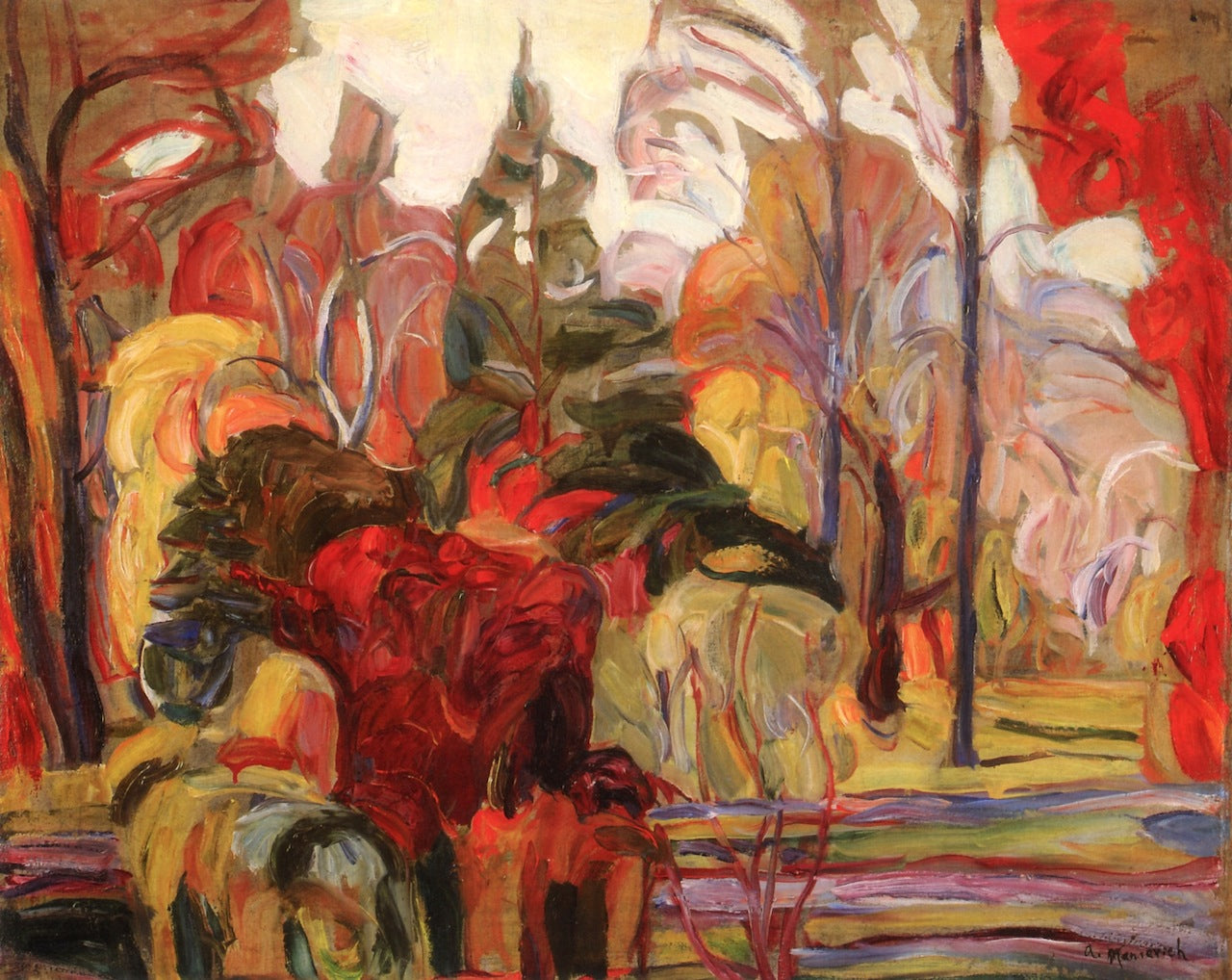 Fall Scene by Abraham A. Manievich,16x12(A3) Poster