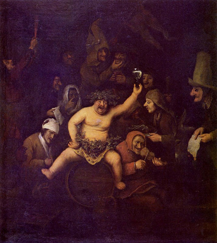 A Bacchus Party, vintage artwork by Philips Koninck, 12x8" (A4) Poster