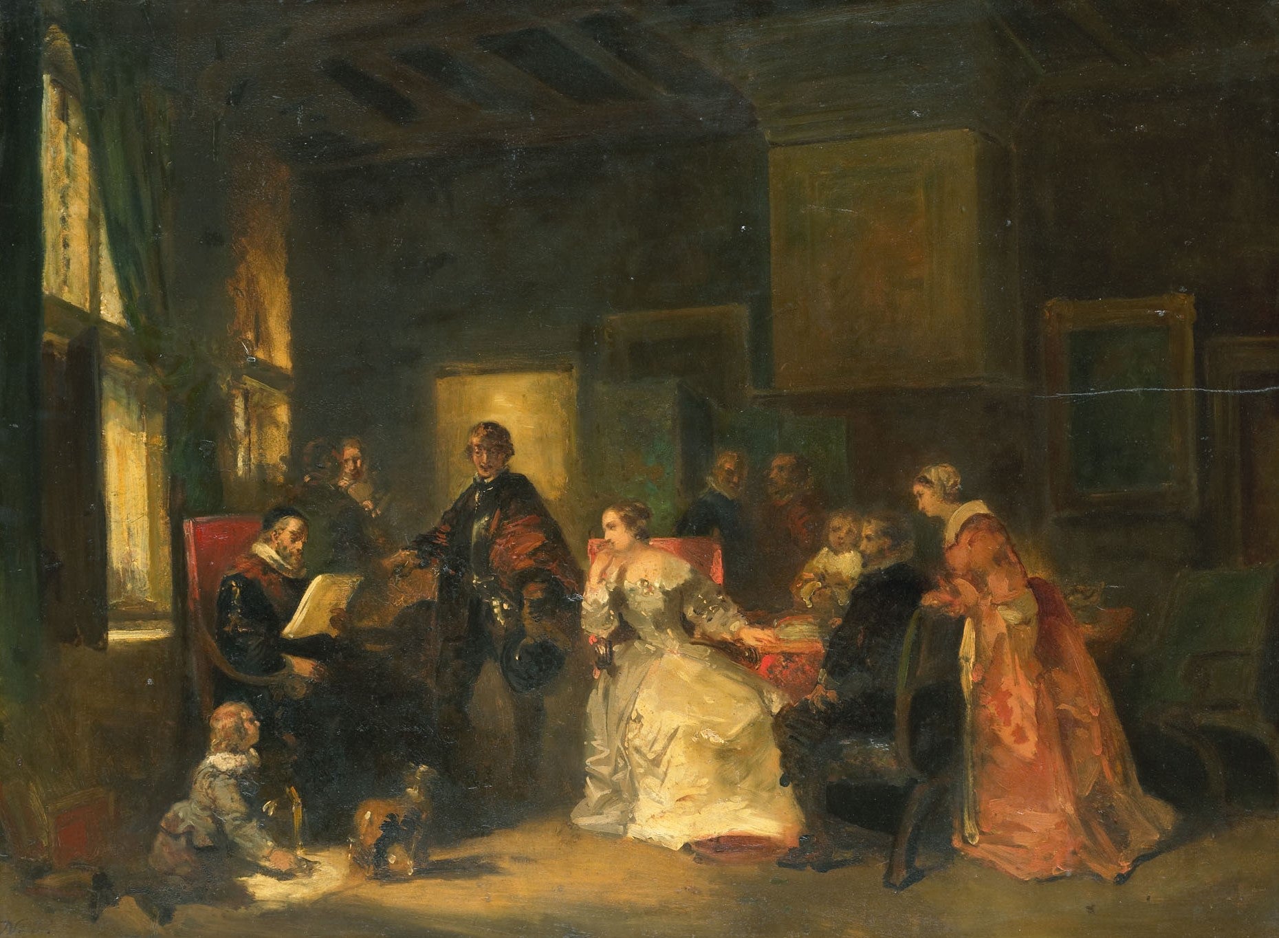 Historical Scene with Willem the Silent (?), vintage artwork by Nicolaas Pieneman, A3 (16x12") Poster Print
