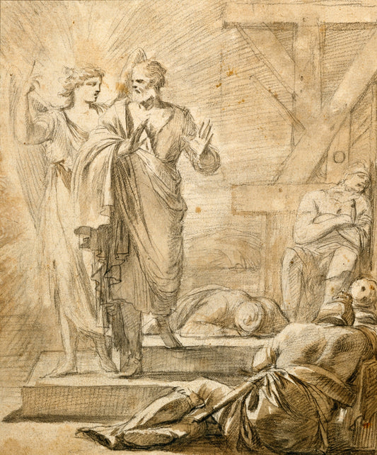 The Liberation of Saint Peter, vintage artwork by Laurent de La Hyre, 12x8" (A4) Poster
