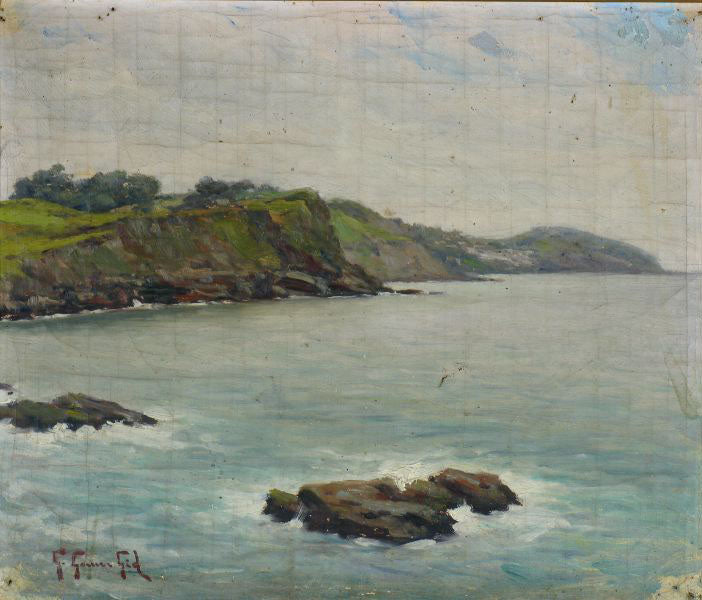 Paisajes de costa, vintage artwork by Gillermo Gomez Gil, 12x8" (A4) Poster
