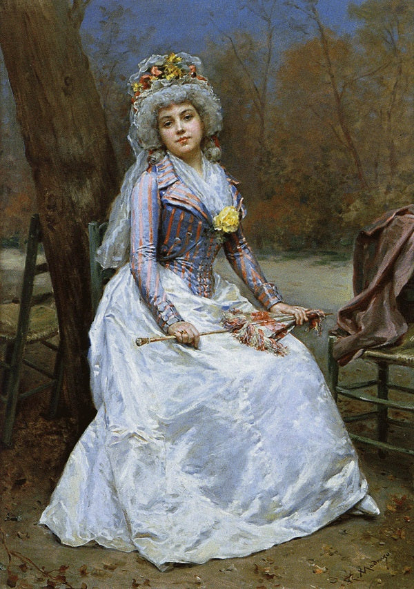 Portrait of a lady with parasol, vintage artwork by Raimundo de Madrazo y Garreta, 12x8" (A4) Poster