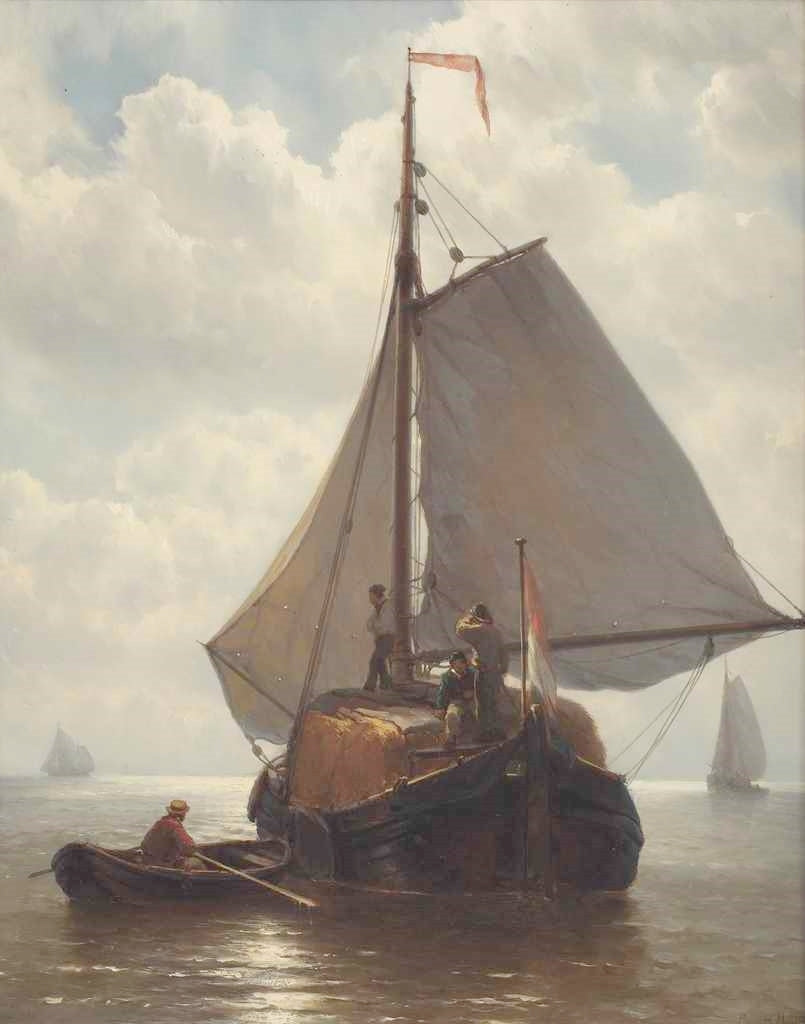The Hay Barge, vintage artwork by Johan Hendrik Louis Meijer, A3 (16x12") Poster Print