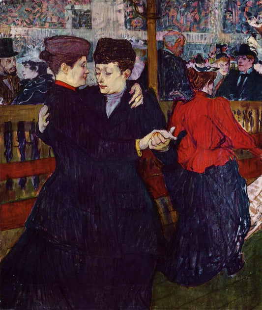 At the Moulin Rouge: the Two Waltzers, vintage artwork by Henri de Toulouse-Lautrec, 12x8" (A4) Poster