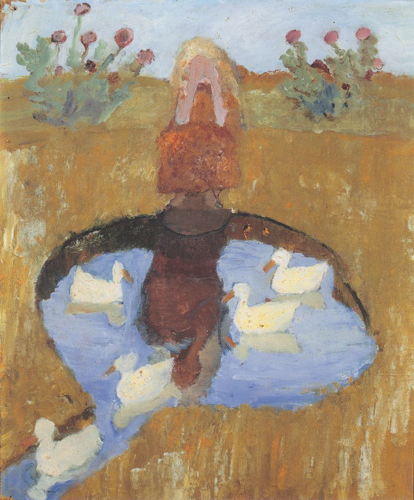 Girl at the duck pond by Paula Modersohn-Becker,16x12(A3) Poster