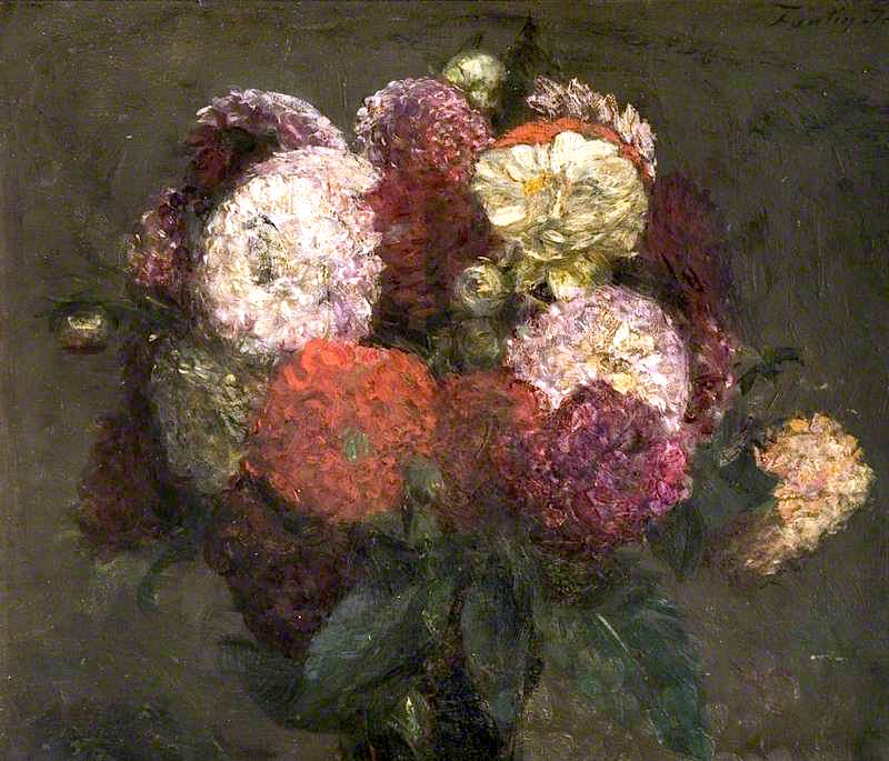 Bouquet of Dahlias, vintage artwork by Henri Fantin-Latour, 12x8" (A4) Poster