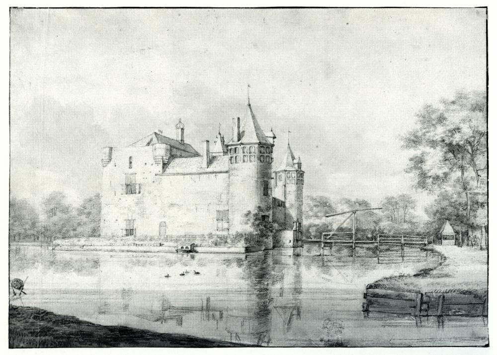 Kasteel Valckestein in Poortugaal, vintage artwork by Roelant Roghman, 12x8" (A4) Poster