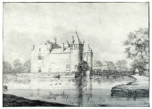 Kasteel Valckestein in Poortugaal, vintage artwork by Roelant Roghman, 12x8" (A4) Poster