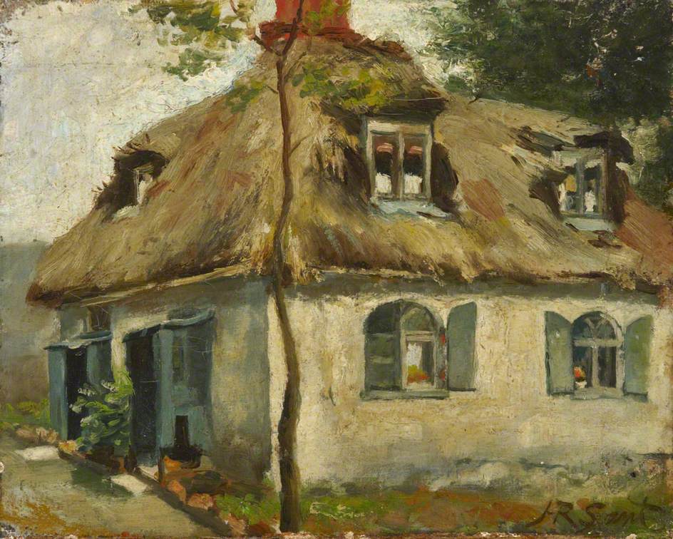 Thatched Cottage, St Mary's Terrace, vintage artwork by James Sant, R.A., A3 (16x12") Poster Print