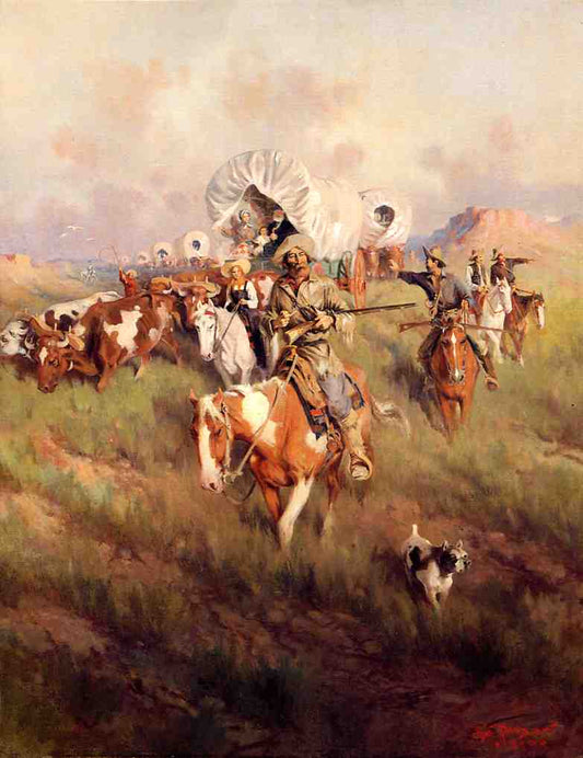 Ever Westward, vintage artwork by Frank Tenney Johnson, 12x8" (A4) Poster