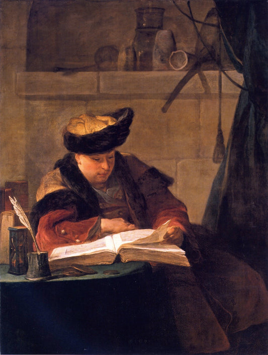 Portrait of the Painter Joseph Aved, vintage artwork by Jean-Baptiste-Simeon Chardin, 12x8" (A4) Poster