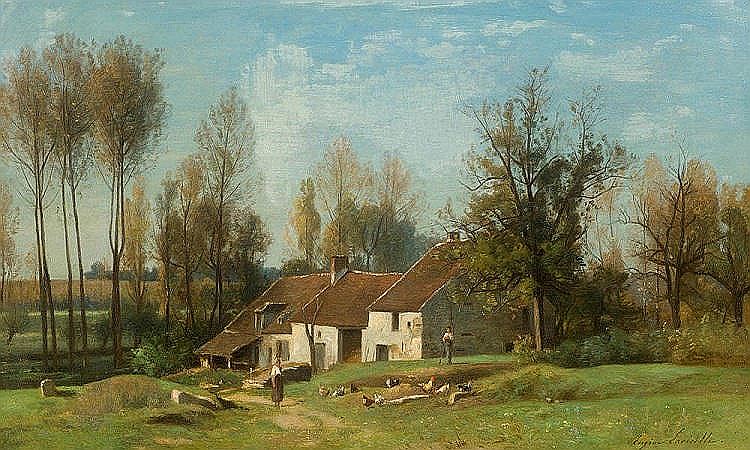 The Mill at Aubert, vintage artwork by Eugene Lavieille, A3 (16x12") Poster Print