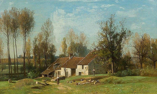 The Mill at Aubert, vintage artwork by Eugene Lavieille, A3 (16x12") Poster Print