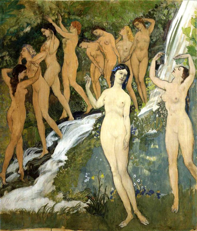 Ten Nudes by a Waterfall by Arthur B. Davies,A3(16x12")Poster