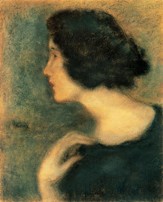 Black Haired Girl, vintage artwork by József Rippl-Rónai, 12x8" (A4) Poster