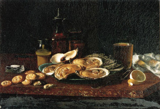 Still Life: Oysters on the Half Shell, vintage artwork by Andrew J. H. Way, 12x8" (A4) Poster