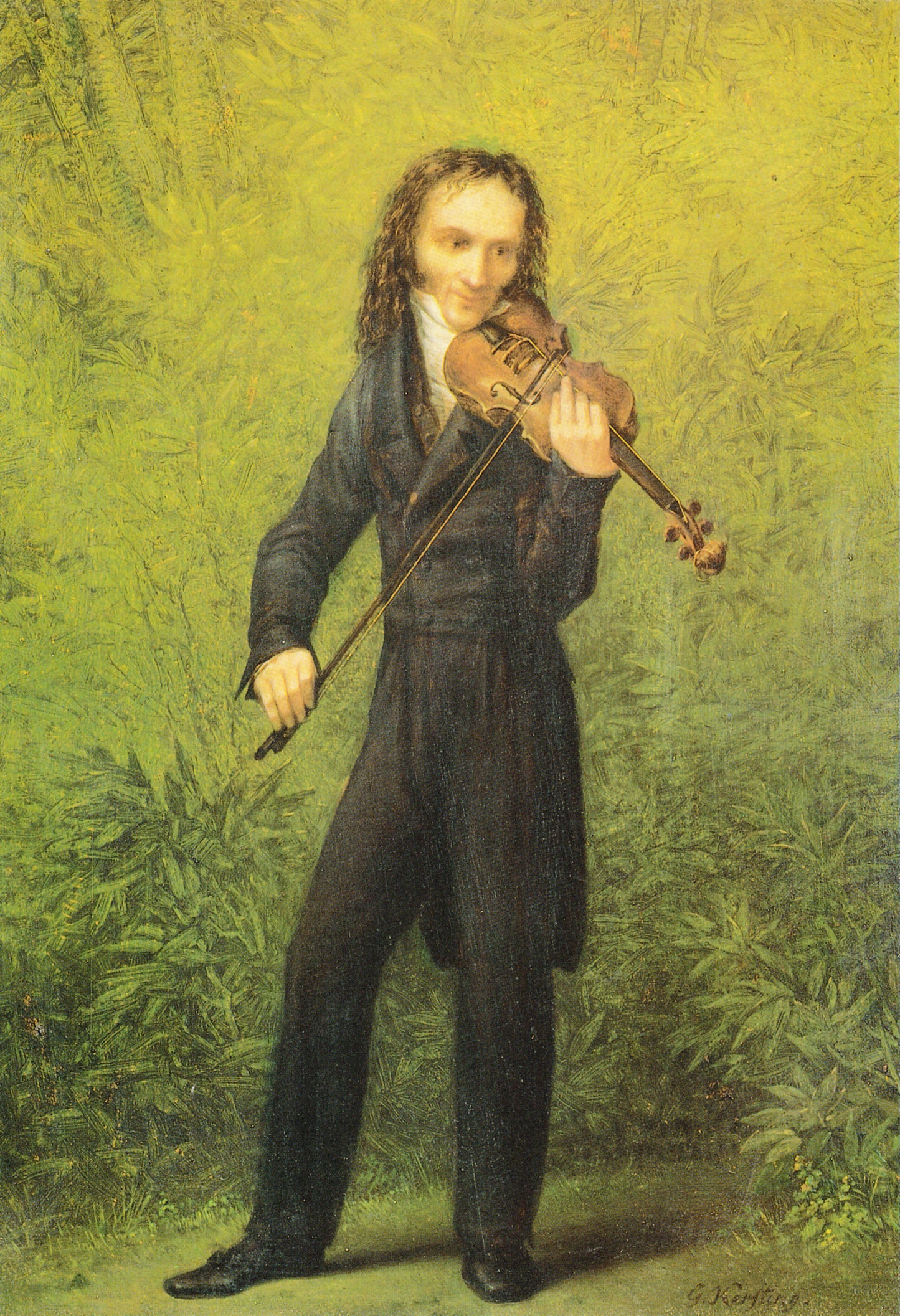 The Violinist Niccolò Paganini, vintage artwork by Georg Friedrich Kersting, 12x8" (A4) Poster