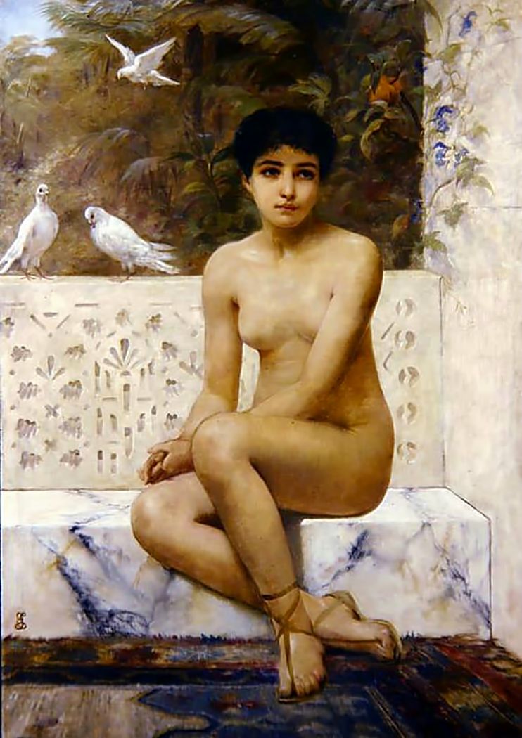Ready for the Bath, vintage artwork by Edwin Long, RA, 12x8" (A4) Poster