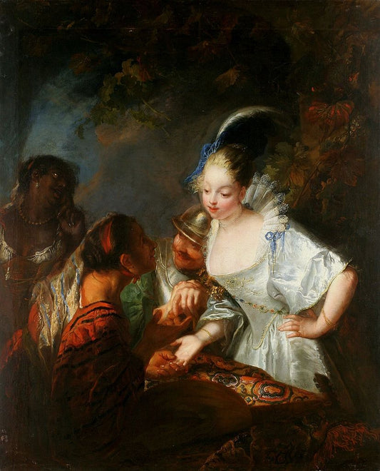 Gypsy Fortuneteller, vintage artwork by Antoine Pesne, 12x8" (A4) Poster